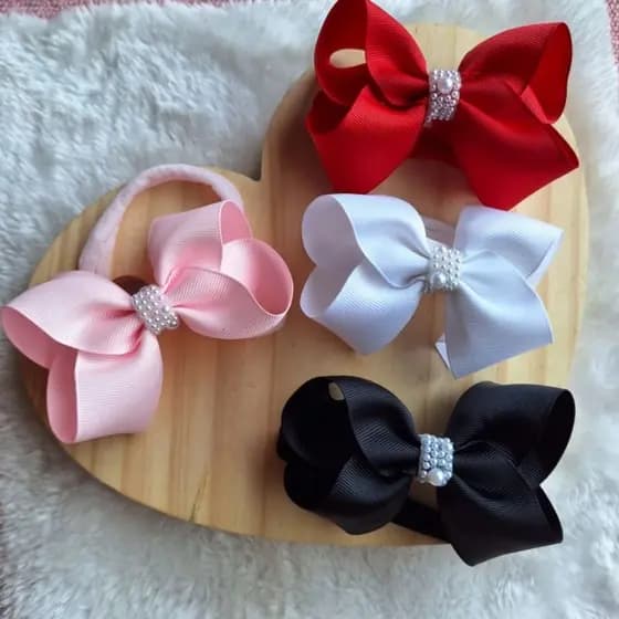 Laço boutique com perola para bebês faixa seda meia crianças infantil menina