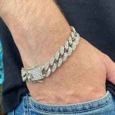 Pulseira Cubana Masculina 12mm Cravejado Zircônia