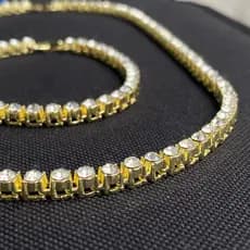Corrente Pulseira ICE Cravejado LUXO Aço Inox Zircônia Dourada 4mm | ENVIO RÁPIDO