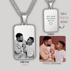 Colar Pingente Personalizado a laser Foto gravação Família Amor Avó Pai Mãe Namorado Casal