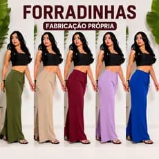 Calça Pantalona FORRADA DUNA Feminina Cintura Alta Com Bolso Tecido Fresco
