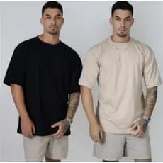 kit 2 camiseta oversized moda urbana lisa confortável estilo minimalista