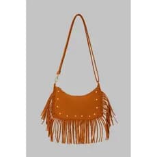 bolsa boho de ombro com franja em camurça sintetico com alça transversal modelo inverno