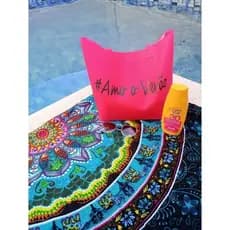 Bolsa de Praia Feminina Impermeável em Silicone Neon  Prova d'Água com Estampa