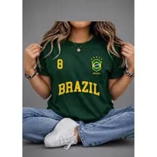 camiseta feminina t-shirt Brasil torcedora em malha Premium confortável e leve envio imediato!