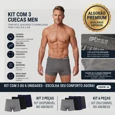 Kit Com 3 OU 6 Cuecas Boxer Masculina De Algodão Premium