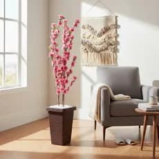 Planta Artificial Cerejeira Rosa com Vaso Grande Decorativo Enfeite Casa Sala Escritório