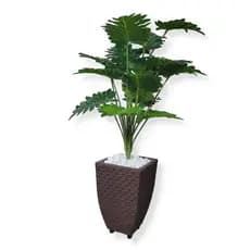 Planta Artificial Bananinha Arranjo + Vaso Grande Polietileno Decoracão Sala Enfeites E Plantas