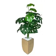 Planta Artificial Costela De Adão Com Vaso Polietileno Decorativo