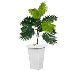 Arranjo Coqueiro Plantas Artificiais + Vasos Para Plantas Decoração Sala Enfeite Casa Elegante