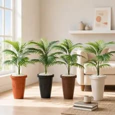Planta Artificial Grande Toque Real Coqueiro  Palmeira + Vaso Grande Polipropileno Decoração Enfeite