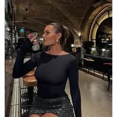 Body Feminino Manga Longa Suplex Confortável Justo e Ideal para Looks Básicos qualidade moda outono inverno sem gola