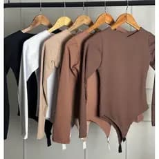 kit 2 body forro duplo gola careca manga longa moda outono inverno de frio liso básico feminino segunda pele sem bojo