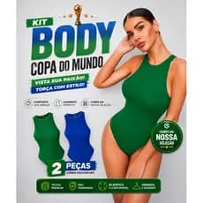 kit 2 body feminino nadador forros duplo regata para copa do mundo 2026 jogo do Brasil liso básico
