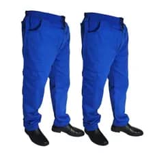 Kit 2 Calça Brim Trabalho Uniforme Profissional AZUL ROYAL Mecânico *Envio Imediato*