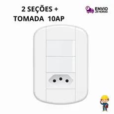 Interruptor Duplo + Tomada 10AP 2P+T  Blanc+ Branca  Fame