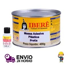 Massa Plástica Iberê Preta  400g - Cola Mármore