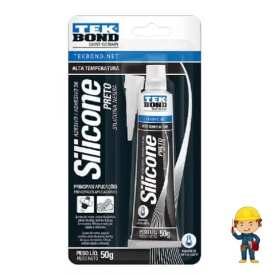 Silicone Alta Temperatura Preto 50g TekBond BLISTER