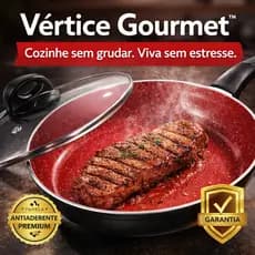 Panela Vértice Gourmet™ 28cm Antiaderente Premium com Tampa de Vidro/Cerâmica – Não Gruda, Fácil de Limpar, Cozinhar.