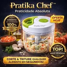 Processador Manual de Alimentos 500ml 3 Lâminas Pratika Chef™. Triturador de Alimento Sem Energia – Prático e Compacto