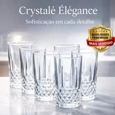 Jogo de Copos de Vidro Elegante 280ml 6 Peças Crystalé Élégance Premium de Mesa