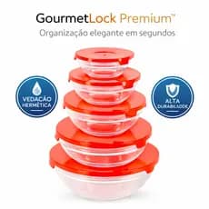 Kit 5 Potes Vidro Hermetico Tampa Variedade Organizador Cozinha