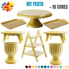 1 Boleira Cake Renda 22, 1 Escadinha, 2 Mesinha, 2 Band 20x13, 2 Vaso Romano