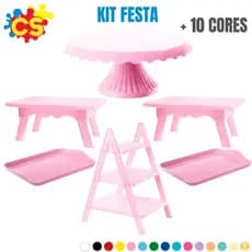 1 Boleira Cake Renda 22, 1 Escadinha, 2 Mesinha, 2 Band 20x13