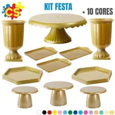 Kit Festa Grande 1 Cake Renda 22 ,3 Bandeja 20x13, 2-Mini Sextavada , 2 Vaso Grego, 3 Mini Cogumelo