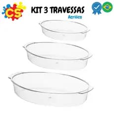 Kit 3 Travessas - Acrílico ( Pequena, Media, Grande)