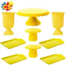 Kit 1-Boleira Cake Renda 22+2 Mini Cake Slim+2 Vaso Gregos+4 Bandeja 20X13