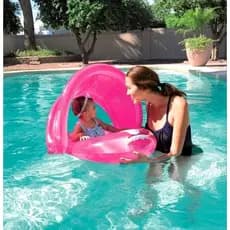 Boia Inflável Para Bebê Com Cobertura Bote Inflável Infantil Bebe Criança Guarda Sol Piscina
