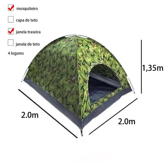Barraca camping adulto 4 lugares pessoas promoção barraca de acampamento camuflada tenda menor preço