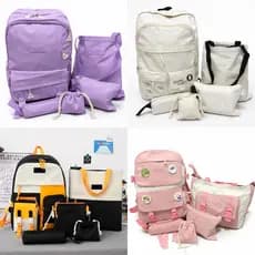 Mochila Escolar kit 5 peças Leve Grande Unissex  Mochila Feminina Faculdade Coreana Universidade