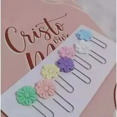 KIT 7 Clipes Flores| Clips Papelaria fofa e criativa , Planner, Bullet Journal Scrapbook, Agendas