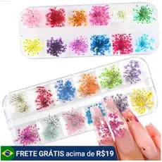 kit com 50 Flores Secas Encapsulamento Unhas Decoração Cores Uv Led