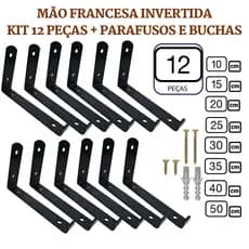 Mão Francesa Invertida 12 Peças Preta Prateleira Industrial Cantoneira Invisível Suporte Microondas com Parafusos para Instalação