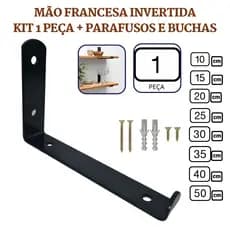 Mão Francesa Invertida 1 Peça Preta Prateleira Industrial Cantoneira Invisível Suporte Microondas com Parafusos para Instalação