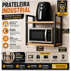 Suporte de Parede para Micro-ondas, Forno Elétrico, Air Fryer e Impressora Prateleira Multiuso Nicho Organizador