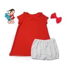Fantasia Infantil Mônica – Vestido Vermelho com Lacinho