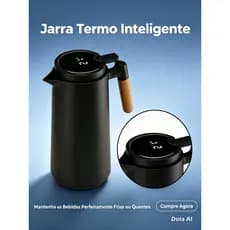 Garrafa Térmica Inteligente Café Chá (COM Termômetro Digital) Jarro Garrafa Térmica 1L - Preto