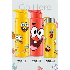 Squeeze Garrafa Agua ou Organizado Bob Esponja 750ml 500ml Infantil p Escola Viagem Treino BPA FREE