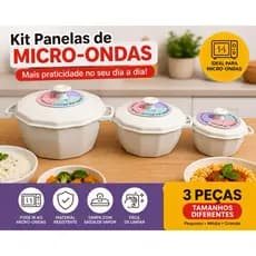 Panela de Microondas Com 3 Opções de Tamanhos Alimento Organização Cozinha