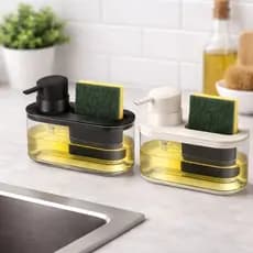 Dispenser Porta Detergente com Suporte para Bucha – Arthi 2 em 1