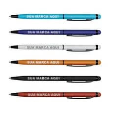 🖊️ Kit 100 Canetas Metálicas Personalizadas com Touch Screen e Gravação a Laser