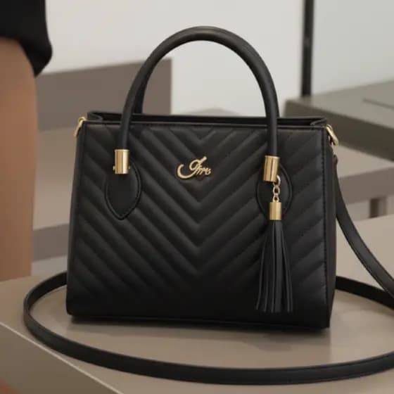 Bolsa Feminina Média Bordada em V com Alça Transversal Removível e Alça Dupla de Mão Immateriale