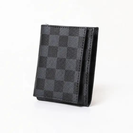 Carteira Masculina Slim Couro PU Premium Xadrez Porta Cartões Cédulas CNH
