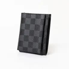 Carteira Masculina Slim Couro PU Premium Xadrez Porta Cartões Cédulas CNH