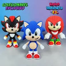 Boneco do Sonic e turma tipo amigurumi