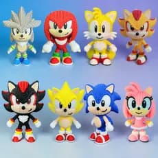 Coleção Completa Bonecos Turma do Sonic Estilo Amigurumi  8 Personagens Geek Games